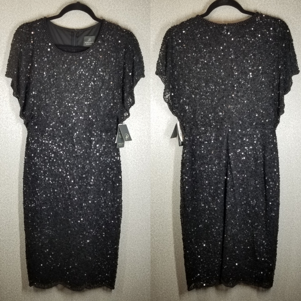 Adrianna Papell |Flutter Sleeve Beaded Dress - Picture 3 of 9